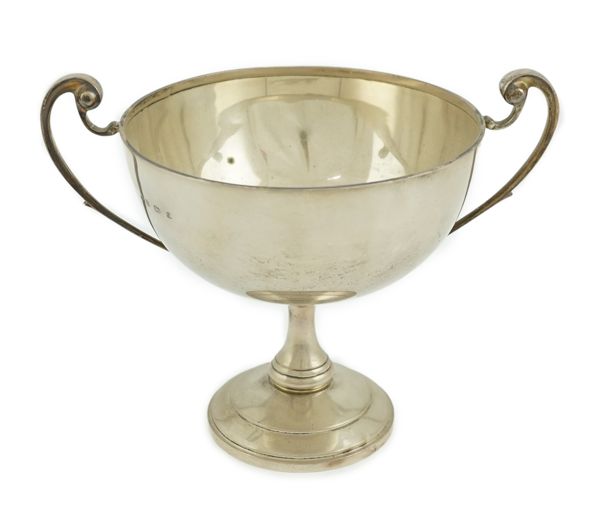 A George V silver two handled pedestal trophy cup, by Martin, Hall & Co Ltd